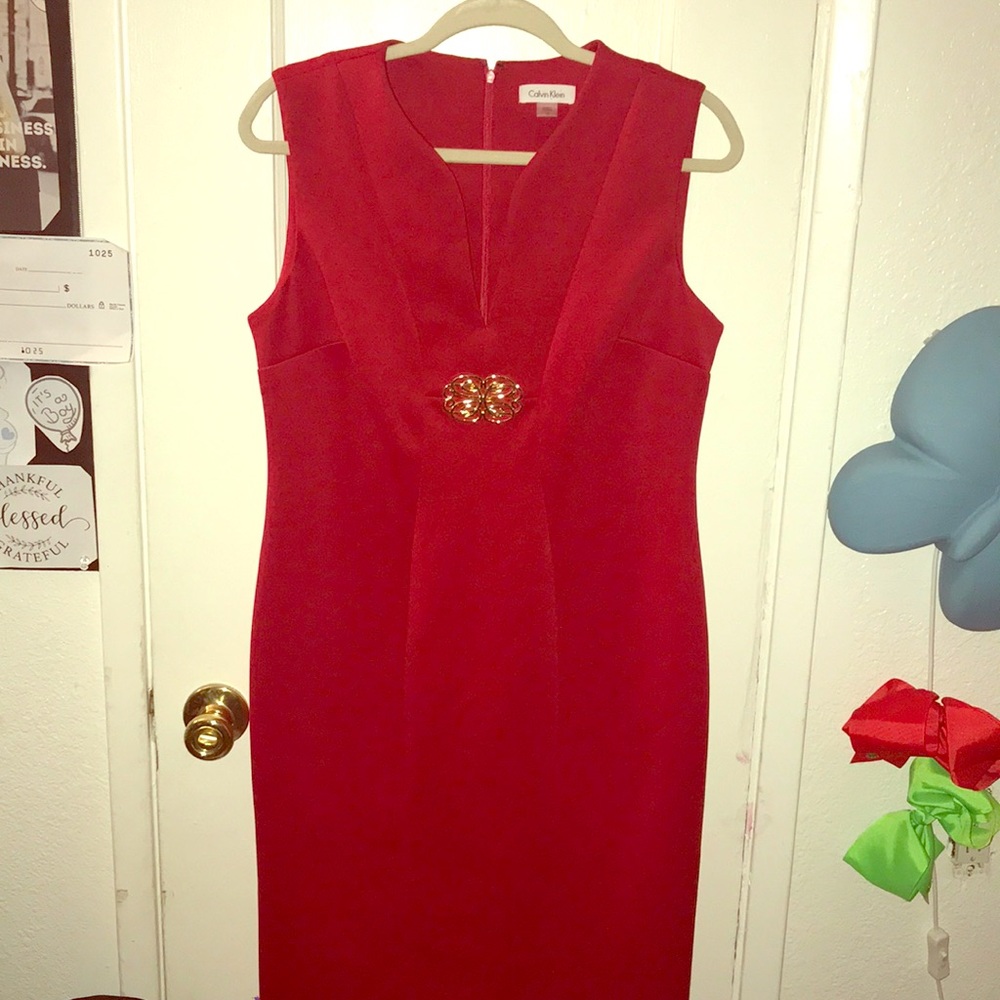 Red Calvin Klein classy formal dress